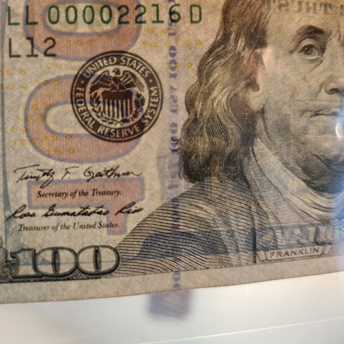 2009 A 100 $ Dollar Federal Reserve Schein San Francisco Fancy Serial #00002216 - Bild 11 von 11
