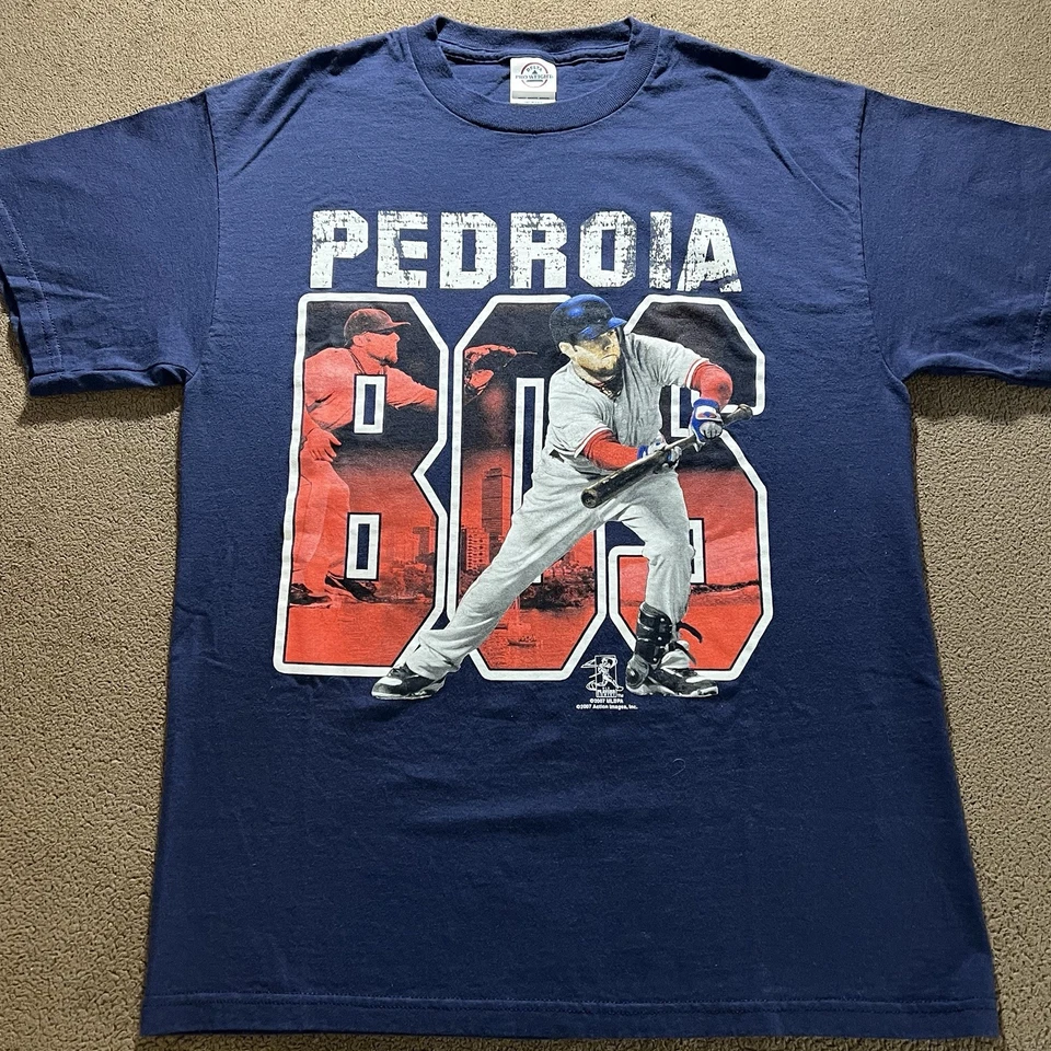 CAMISETA MEDIANA VINTAGE '07 Y2K BOSTON RED SOX DUSTIN PEDROIA MLB IMÁGENES DE ACCIÓN Foto 2 de 4