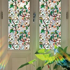 Stained Glass Window Film UV Resistant Window Privacy Film Petal Privacy Rain...