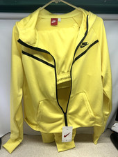 Nike Full ZIP Fleece sports Men's 2 Piece Sweatsuit Yellow Tracksuit size Large