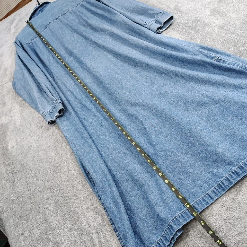 Ty Wear Vintage Blue Jean Duster Coat Women Shirt Dress Jacket Trenchcoat - Image 3 of 4