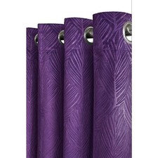 Woven Velvet Blackout Eyelet Thermal Curtains in Leaf & Geometric pattern