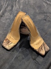 Simmi London Women's Marble Triangle Block Heels Clear Strap Size 5 UK