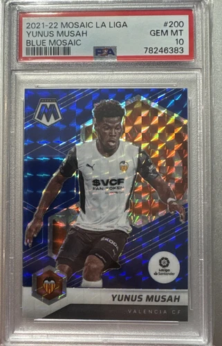 2021-22 Panini Mosaic LA LIGA YUNUS MUSAH Blue Prizm /99 PSA 10 POP 3!  USMNT