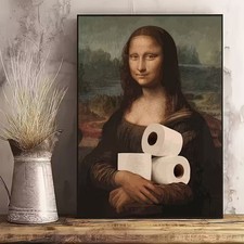 Leinwanddruck  Mona Lisa Toilette Lustig Wanddekoration Wandkunst Plakat Poster