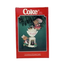 1996 Coca-Cola Bears Soda Fountain Ornament – “A Century of Good Taste” – ENESCO