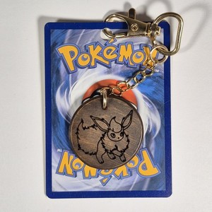 Pokémon  - Flareon - Custom Keychain - Dark Wood Stain
