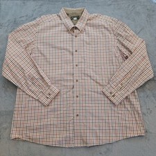 Eddie Bauer Shirt Mens 2XL Beige Plaid Long Sleeve Button Down Cotton