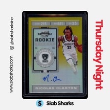 2019 PANINI CONTENDERS OPTIC #121 NICOLAS CLAXTON GOLD ROOKIE TICKET AUTO RC /10