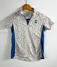 Dover Riding Sport Girls M Shirt Horseshoe Print Quarter Zip Equestrian Horse