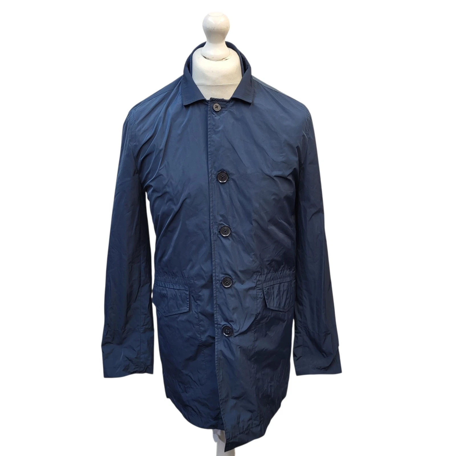 DKNY Lightweight Coat Dark Blue Button Uk Men's Size M FF170