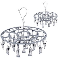 2 Pack Clothes Drying Rack with 24 Clips, Stainless Steel Clothes Drying Hang