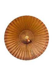 Vintage Large Japanese Rice Paper and Bamboo Wood Wagasa Parasol Umbrella Orange