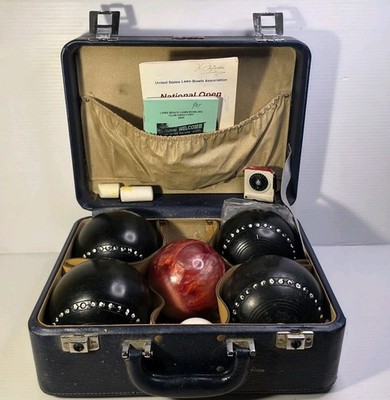 Henselite Vintage Lawn Bowls And Case Used See Photos 