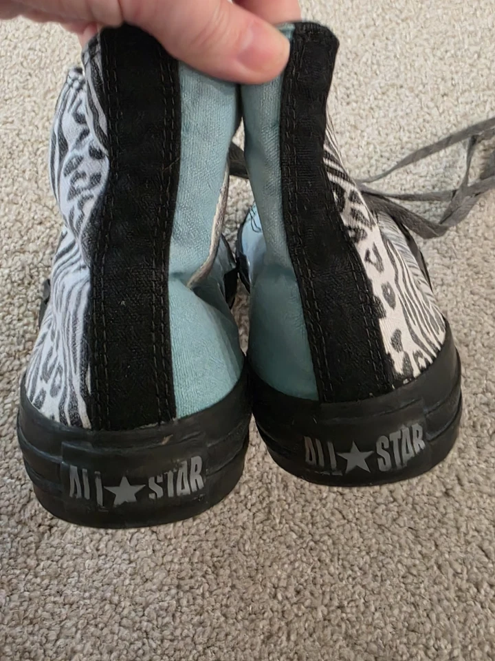 Zapatos de caña alta Converse para mujer años 90 Vibes verde azulado estampado de cebra talla 8 Redline raros Foto 4 de 4