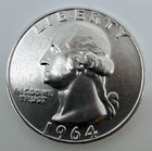 1964 USA Washington Quarter Dollar 90% Silver 25c Coin A18