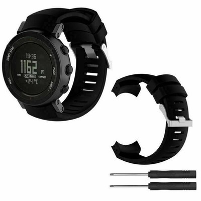 1 * Silikon Ersatz Armband Band Strap für Suunto Core Alu tiefschwarz Uhr-