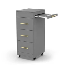 Mobile Beauty Cart with 3 Large Drawers, 3 Tool Holsters, Pink Salon Organizer