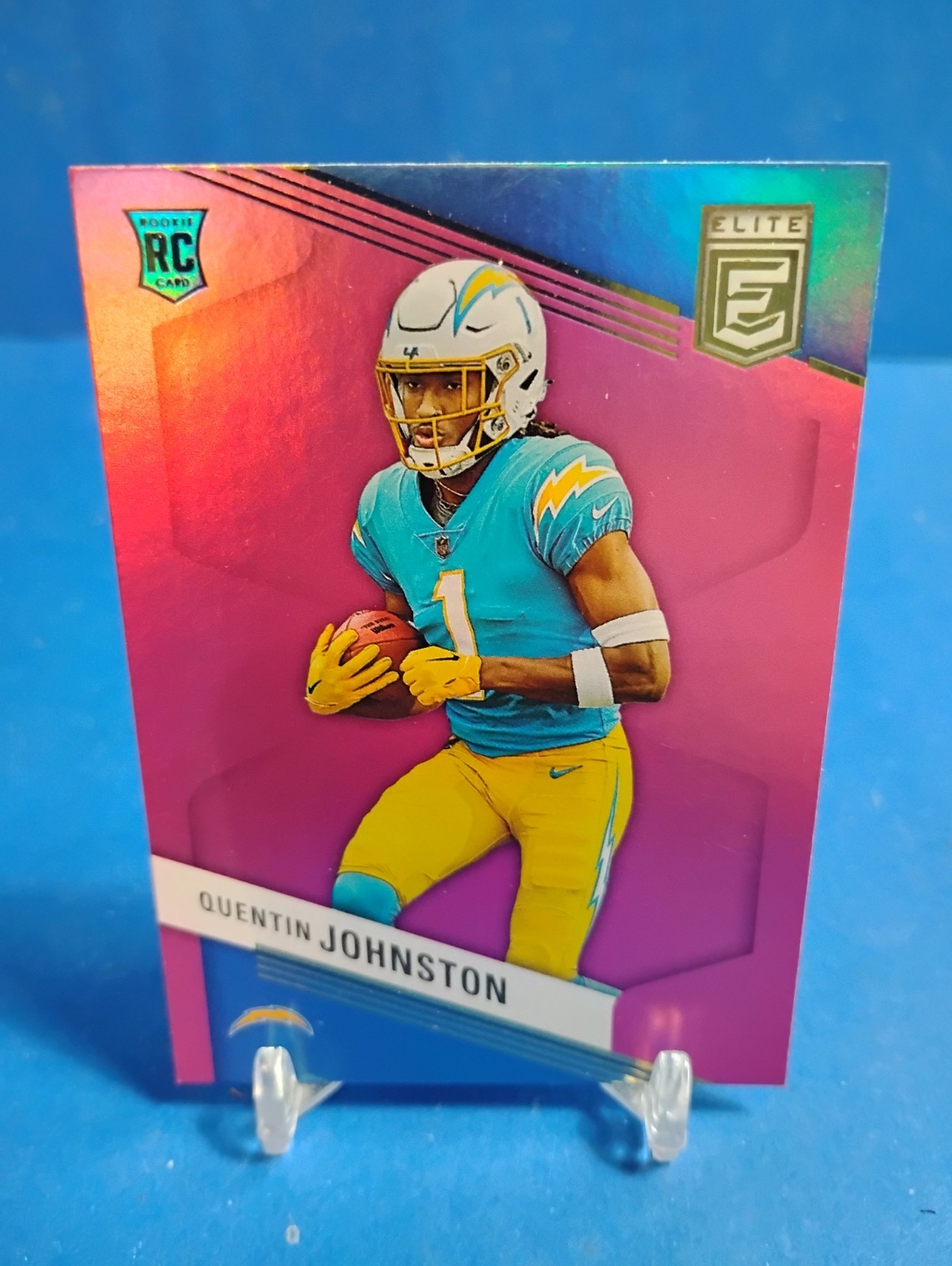 QUENTIN JOHNSTON 2023 DONRUSS ELITE FOOTBALL RC PINK PARALLEL #176 CHARGERS