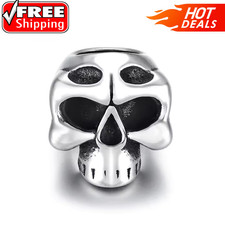 Skull Stainless Steel Knife Bead EDC Paracord Lanyard DIY Outdoor Charm Pendant