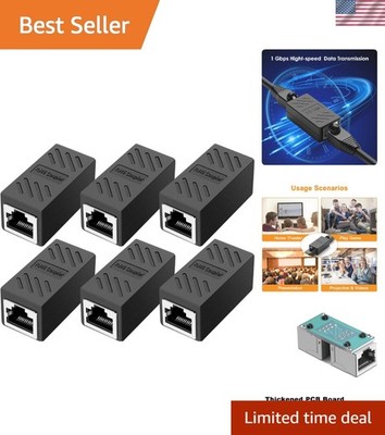 RJ45 Ethernet Coupler 6 Pack - High Speed Female to Female for Gaming & More