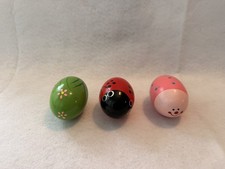 Colorful Kids Wooden Maracas Percussion Egg Shakers Easter Decor Set Of 3