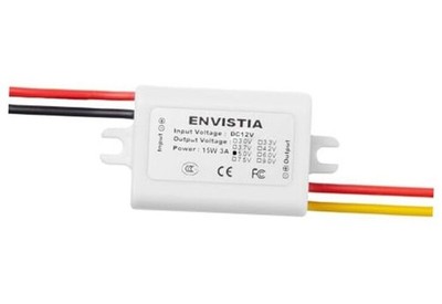 Envistia Miniature 12V to 5V Step Down DC to DC Voltage Converter 3A 15W 