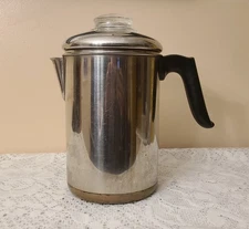 Revere Ware 8 Cup Stove Top Stainless & Copper Coffee Pot Percolator Clinton ILL