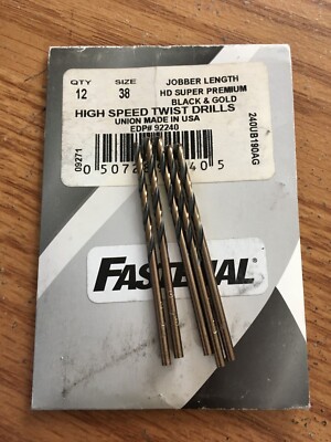 (5) Norseman  - #38 HSS 135° Split Point Black & Gold Finish Jobber Drill