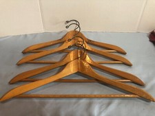 LOT of 4 Wooden Adult Hangers with Attached Dowels
