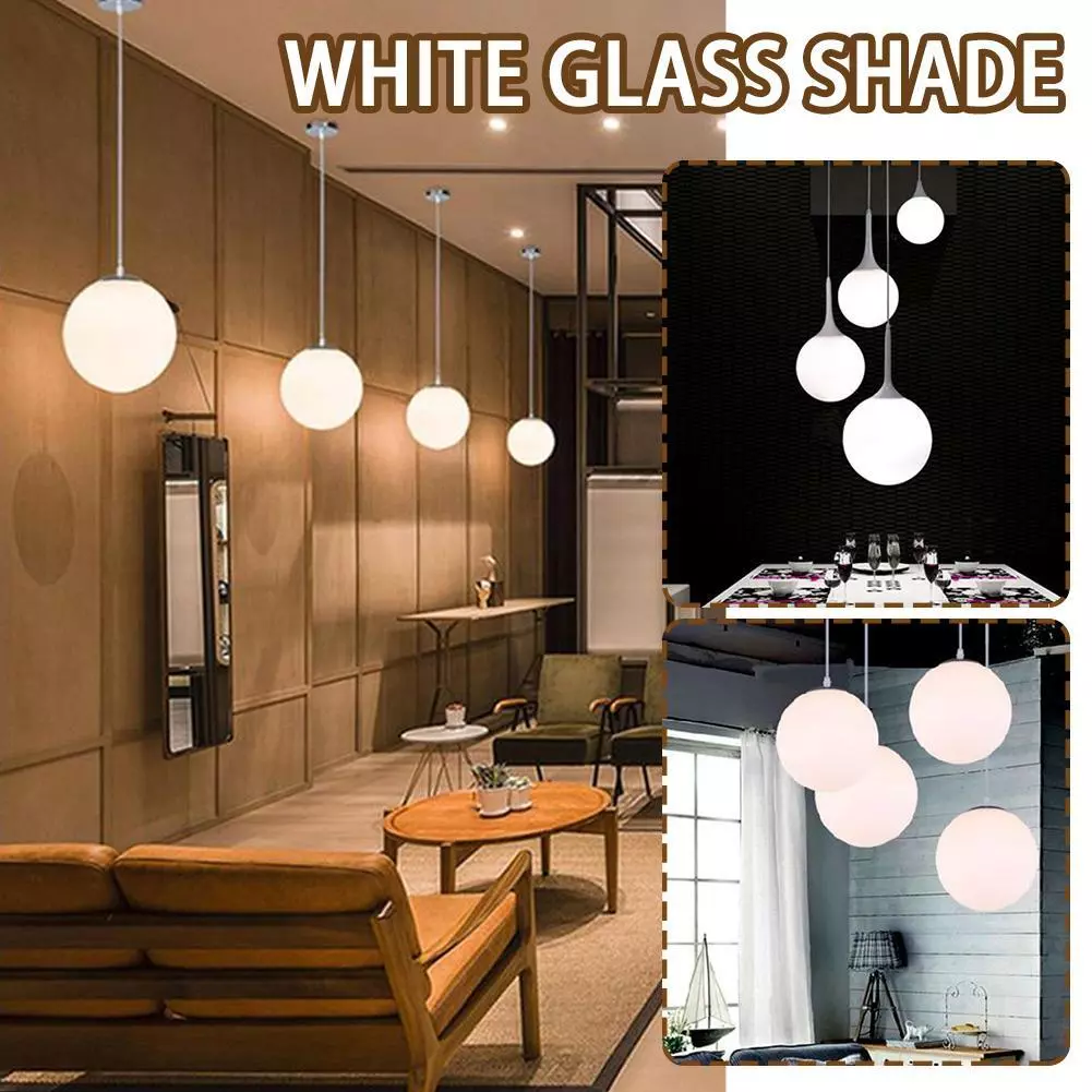 Matte White Globe Glass Lamp Shade Replacement Round Light Cover Fixture