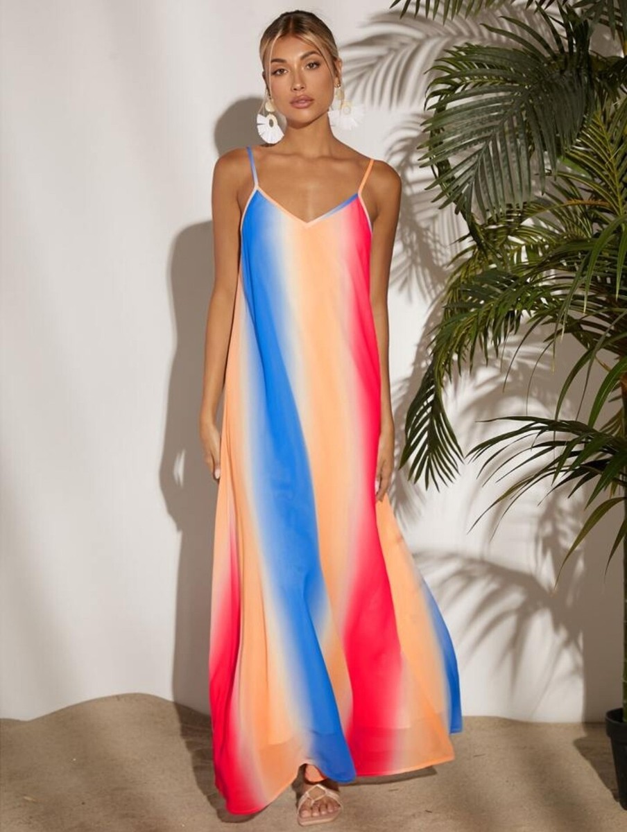 rainbow chiffon maxi dress Fantastic 1970's Rainbow Chiffon Maxi Dress / XS Xtabay Vintage