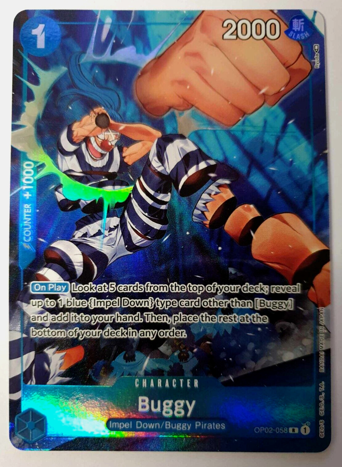 One Piece Paramount War - Buggy - Alt Art OP02-058 - Rare NM