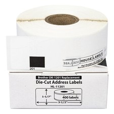 Non-OEM Fits BROTHER DK-1201 Labels 1-1/7" x 3-1/2" - 40 Rolls of 400