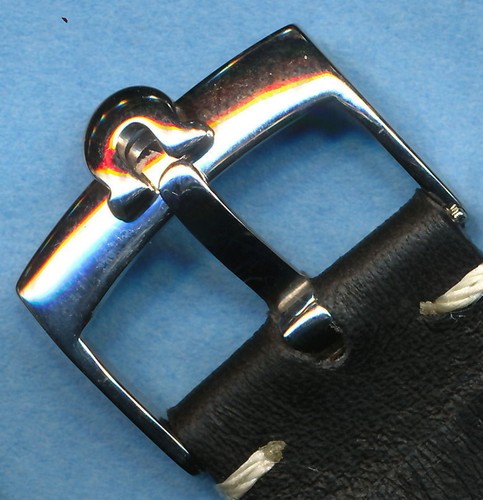 20mm X-LONG GENUINE BLACK LEATHER MB BAND STRAP & GENUINE OMEGA STEEL BUCKLE - Picture 3 of 7