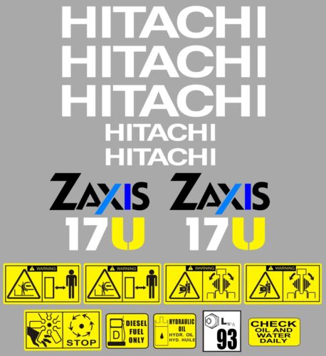 Decal Sticker Graphics set for: HITACHI ZAXIS 17U. Mini Digger Pelle Excavator - Photo 1/1