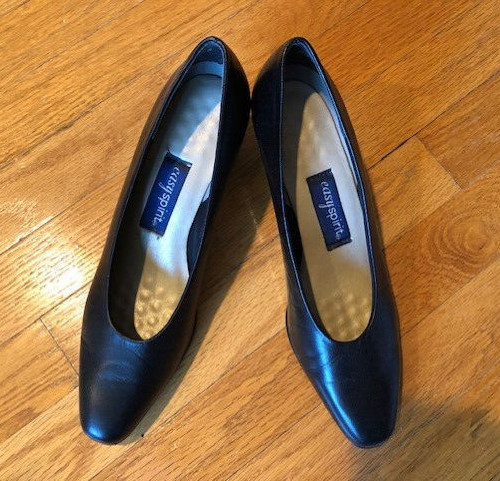 EASY SPIRIT DRESS WOMEN'S ESBRADBURY CLASSIC BLACK KIDSKIN PUMPS 8.5 Narrow