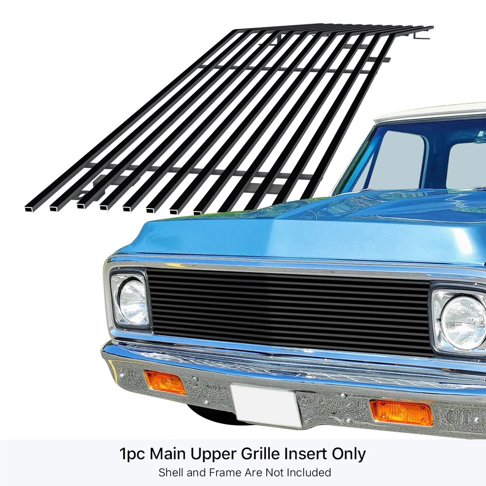 Se adapta a camioneta Chevy Blazer/C/K 1969-1972 superior principal de acero inoxidable rejilla billet negra Foto 2 de 4