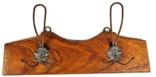 Wooden Coat Hanger with Metal Hooks, Vintage Hat Racks