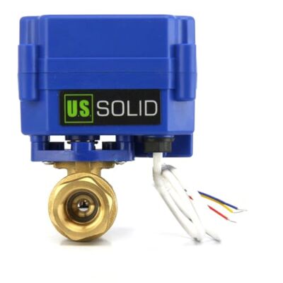 U. S. Solid Motorized Ball Valve 1/2in Full Port Brass 3 Wire 9-24V AC/DC