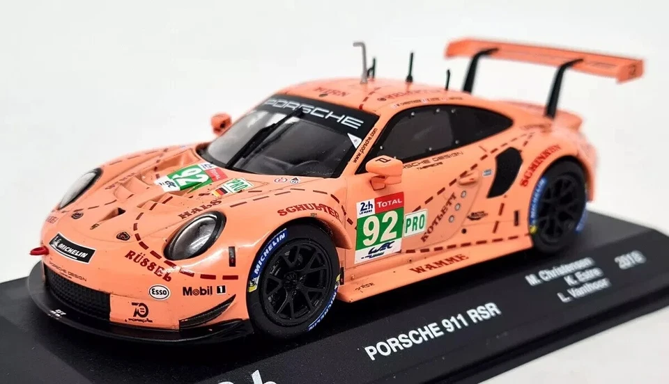 #92 Porsche 911 RSR Pink Pig Le Mans 2018 Christensen 1/43 Diecast Car Spark - Image 2 of 4
