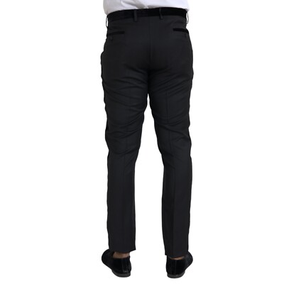DOLCE & GABBANA ブラック　パンツ 42 DOLCE & GABBANA Pants Black Silk Men Skinny Dress Trouser IT54/W40