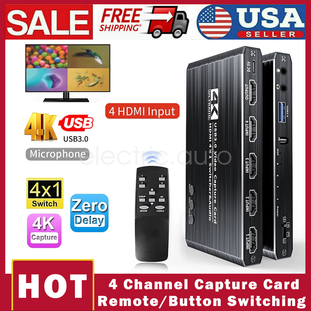4K HDMI Video Capture Card W/ 3.5mm Mic Input Game Recording USB2.0,3.0 PC Live