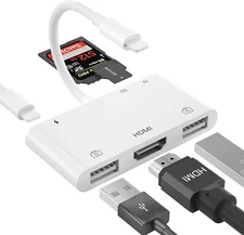 Lightning to HDMI Adapter with USB 6 in 1 Camera Adapter to iPhone