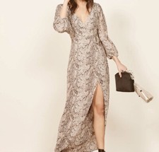 Reformation Primrose Dress in Python boho wrap size S