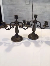 Vintage Bronze Candlabra Made In Greece Set of 2