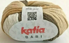 Katia BARI #082 Brown Cream White Chocolate Self Striping Yarn 100% Cotton