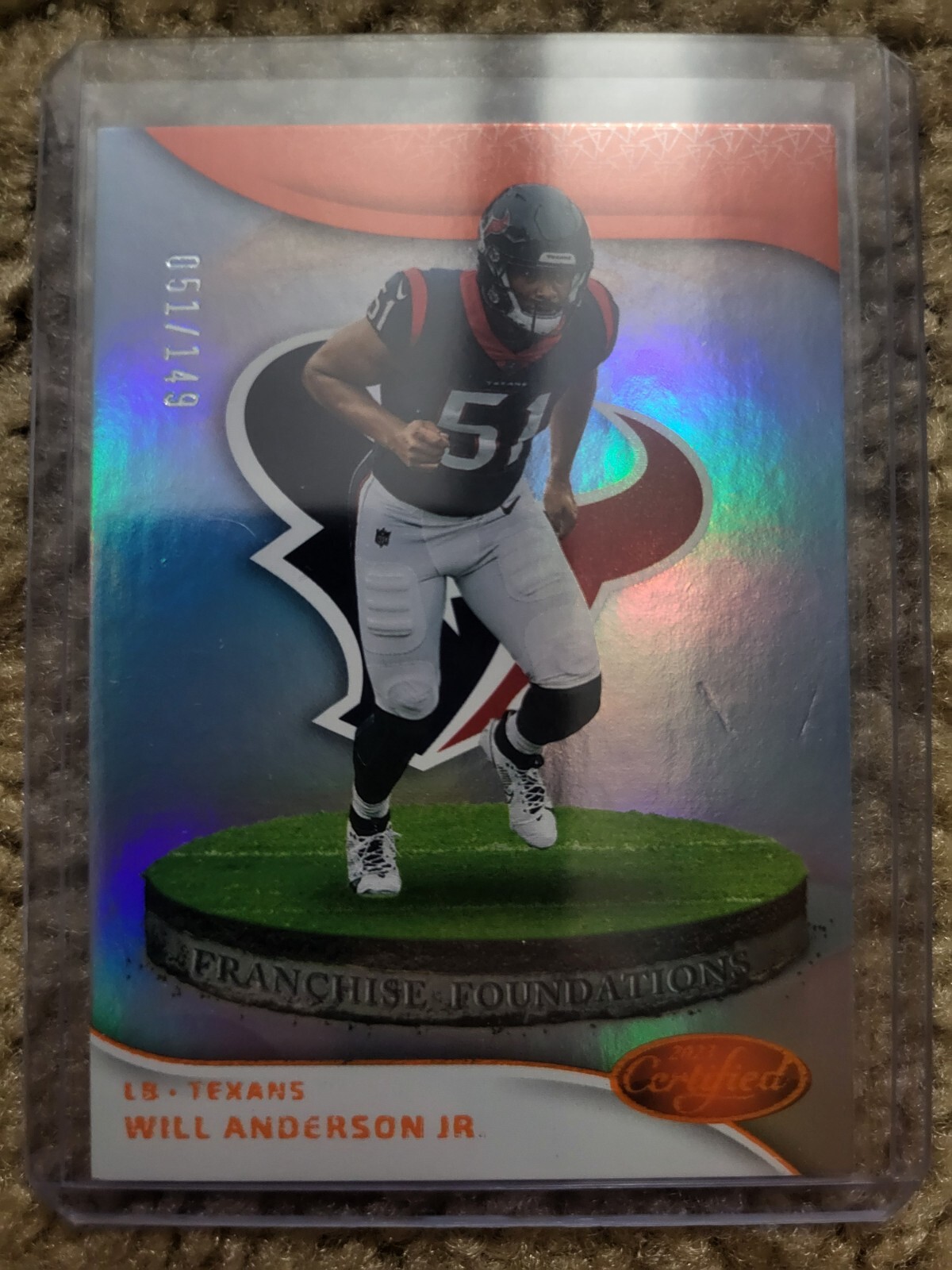 2023 Panini Certified - Rookies Mirror Orange #148 Will Anderson /149 (RC)