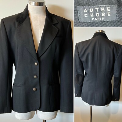 AUTRE CHOSE Paris Black Viscose Mix,Jacket, Blazer, Suede, Lined 38FR/12Aust/8US