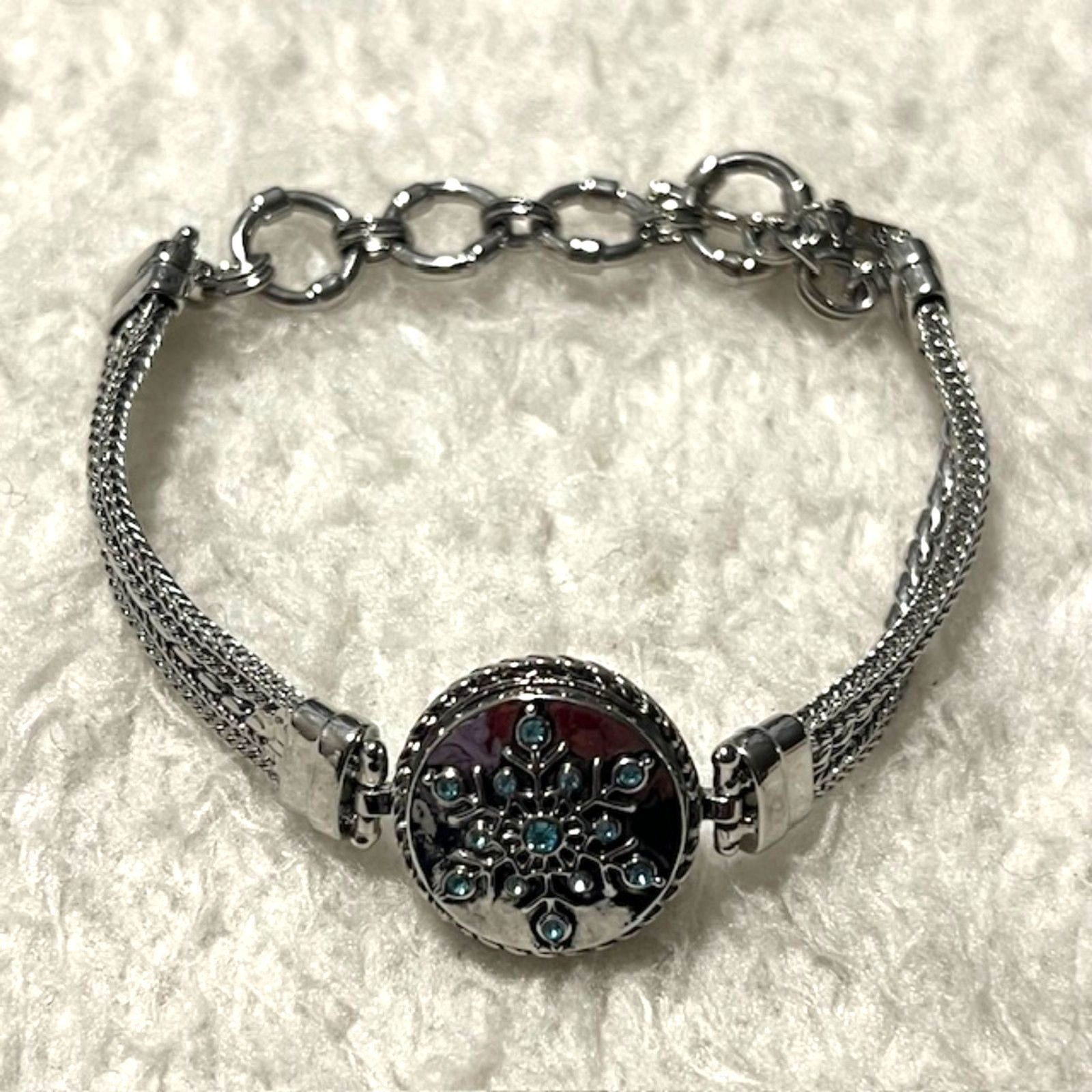 Ginger Snaps Silver Tone Multi Chain Bracelet Blu… - image 1